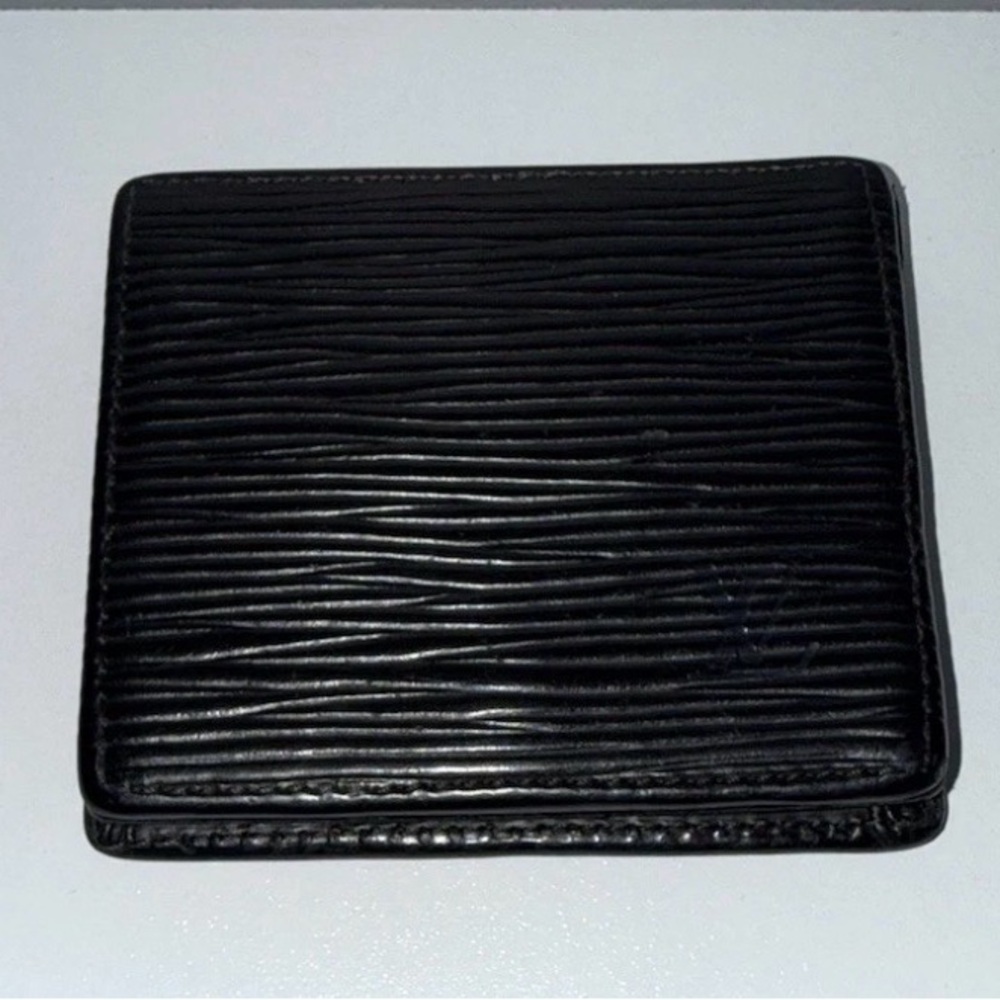Authentic Louis Vuitton Textured Black Leather Coin Pouch